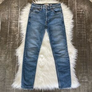 Re/Done High Rise Ankle Crop Stretch Denim Jeans Size 26